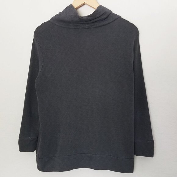 James Perse Funnel Neck 100% Supima Cotton Sweatshirt Top S 3/4 Sleeves Designer - Picture 4 of 14